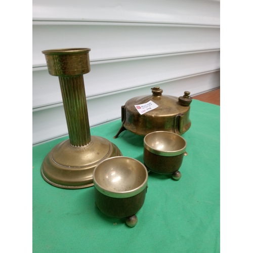 775 - Vintage Primus Cooking Stove Base, Brass Candle Stick Holder and Brass Egg Cups