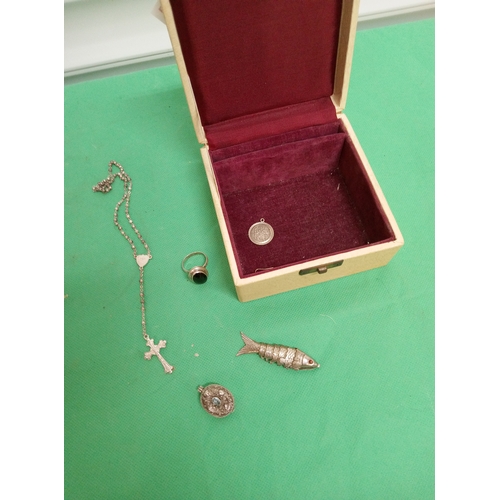 648 - Small Jewellery Box with Some Silver and Other Jewellery