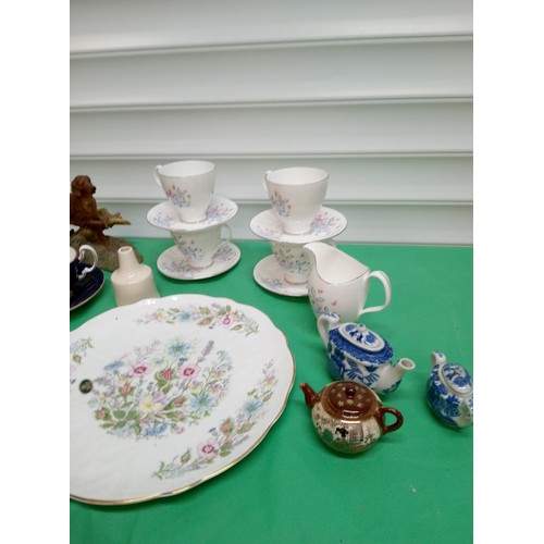 791B - Mixed lot of China Including Royal Albert Buttons and Bows Part Tea set ad Ainsley China and Ornamen... 