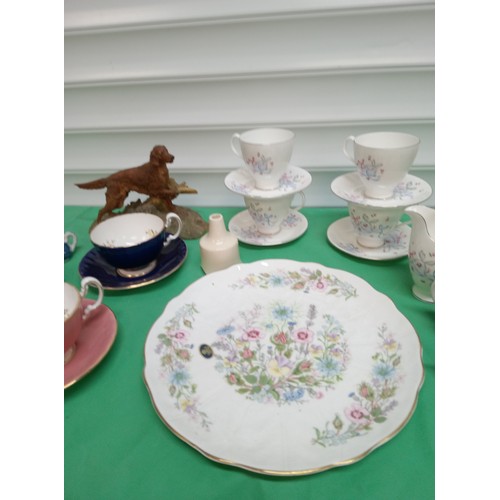 791B - Mixed lot of China Including Royal Albert Buttons and Bows Part Tea set ad Ainsley China and Ornamen... 