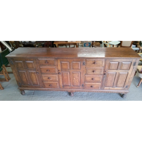 707 - Large Oak Sideboard with 8 Drawers 3 Cupboards all with keys.
250cm L x 102cm H x 54cm D