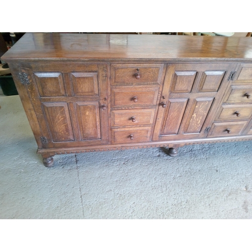 707 - Large Oak Sideboard with 8 Drawers 3 Cupboards all with keys.
250cm L x 102cm H x 54cm D