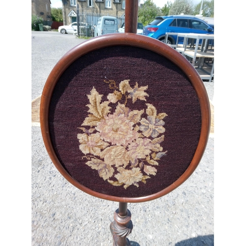 832 - Oval Tapestry on Oak Stand.