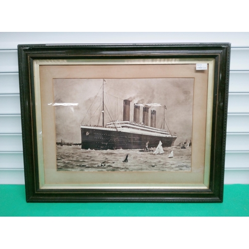 1176 - Large Print of the new White Star Liner "Olympic" Ship. 75cm x 59cm.