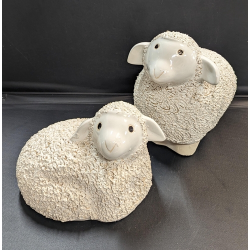 908 - 2 Large Pottery Sheep Ornaments.
28cm x 20cm x 32cm (Standing Sheep).