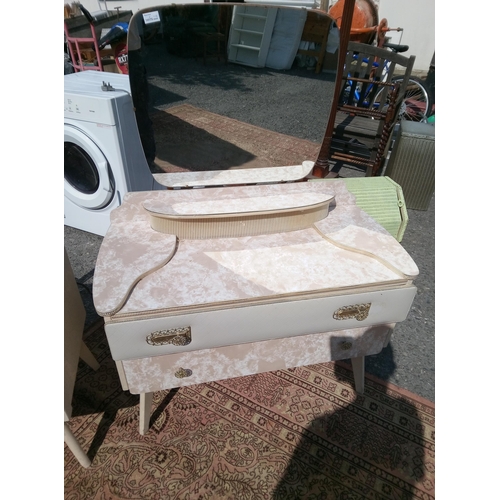 967 - 2 Drawer Dressing Table with Mirror and 3 Drawer Chest with Formica Tops and Leather Fronted Drawers... 