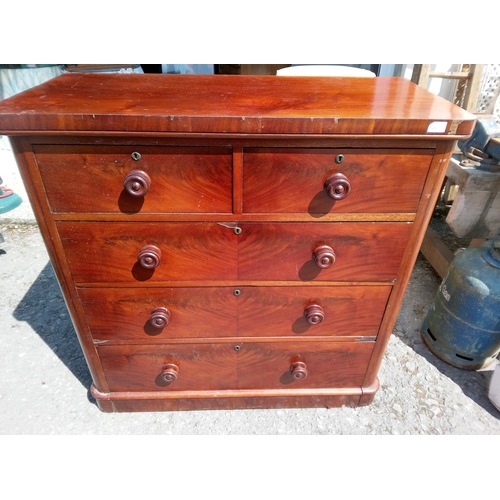 913 - 2 Drawers over 3 drawers Inlaid Chest Of Drawer. Slight damage to inlay in places as pictured.