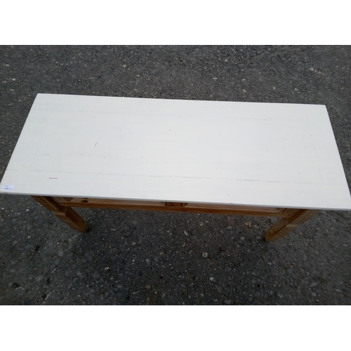 919 - White Painted Console Table with 2 Drawers.
72cm H x 127cm W x 48cm D