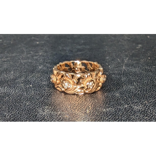 734 - A 14ct Welsh Gold and Diamond Ring with Daffodil Flower Motif, 6.9gms
Ring Size M