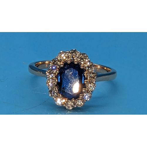 783 - 18ct rose gold oval kyanite and cluster ring.  Kyanite 1.27ct.  Diamonds 0.51ct.  Original WGI Cert.... 