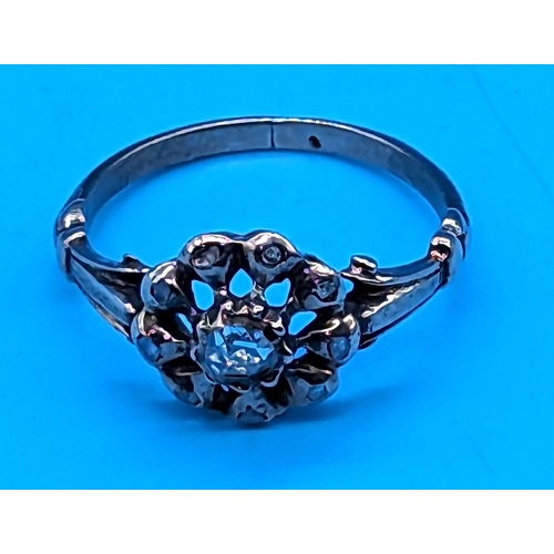 735 - 8ct rose gold vintage style ring, set with a cluster of rose cut diamonds.  Diamonds approx. 0.24ct
... 