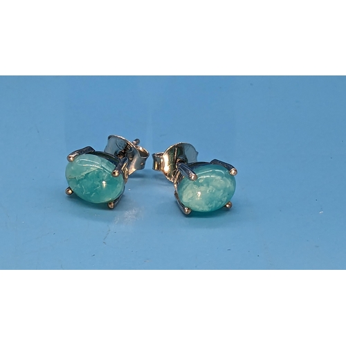 791 - Pair amazonite studs, in silver