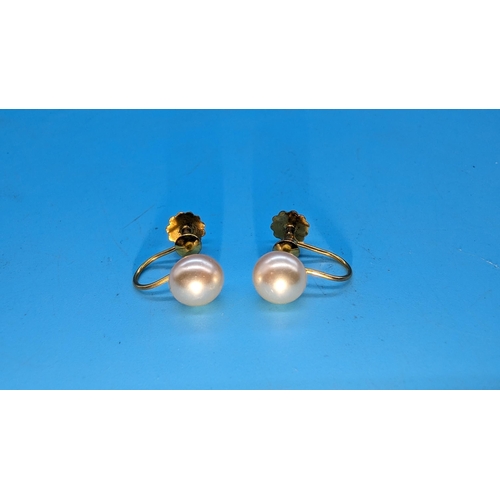 789 - A Pair of 9ct Gold and Pearl Earrings.