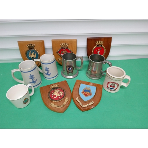 1738 - Mixed Tankards, Mug and Plaques with Naval Connections.