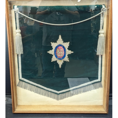 1605 - An Embroidered Silver Thread Band Standard of the Worcestershire Regiment.