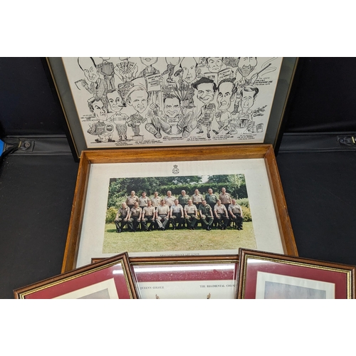 1601 - A Long Service Photograph, Regimental Cartoon and other Military Prints. (x5)