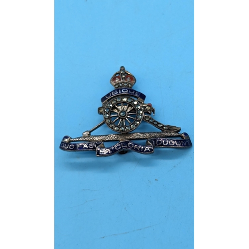 1509 - A Vintage Enamel and Marquisate Royal Artillery Sweetheart Brooch