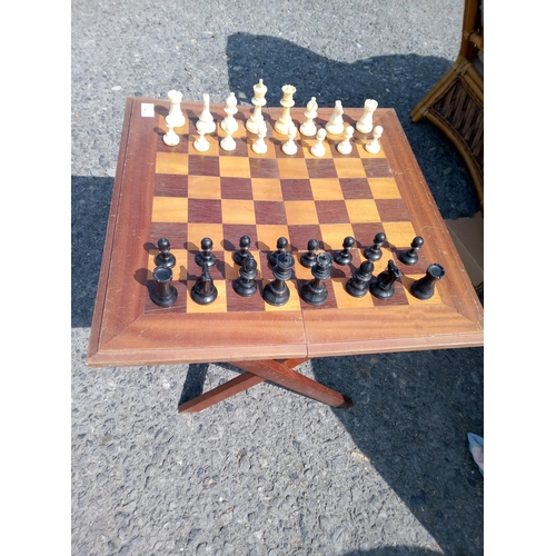 829 - Chess Board on Stand with Chess Pieces