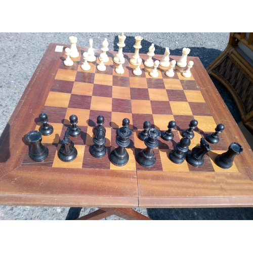 829 - Chess Board on Stand with Chess Pieces