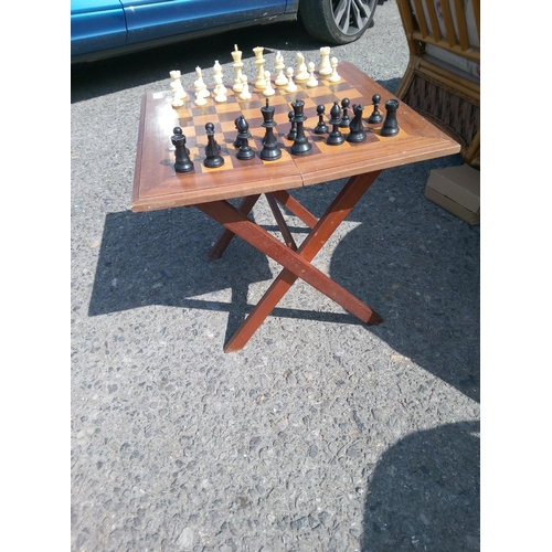 829 - Chess Board on Stand with Chess Pieces