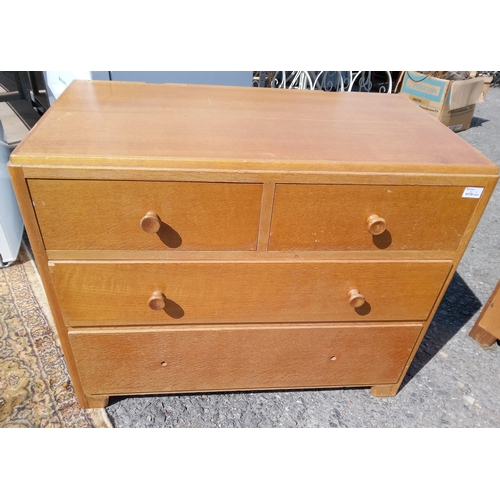 963 - Mid Century 2 Small Drawers  Over 2 Large, Chest Of Drawers 72cm H x 92cm W x 54cm D.