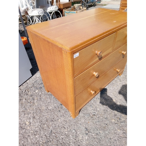 962 - Mid Century 2 Small Drawers  Over 2 Large, Chest Of Drawers 72cm H x 92cm W x 54cm D.