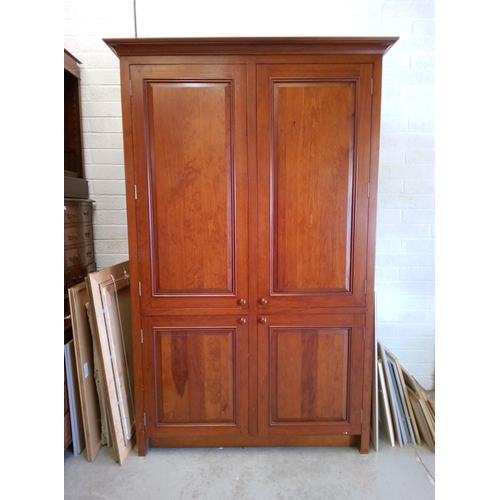 700 - A Large Freestanding Hardwood Closet, handmade by Chalon. 230cm H x 135cm. Has a selection of basket... 