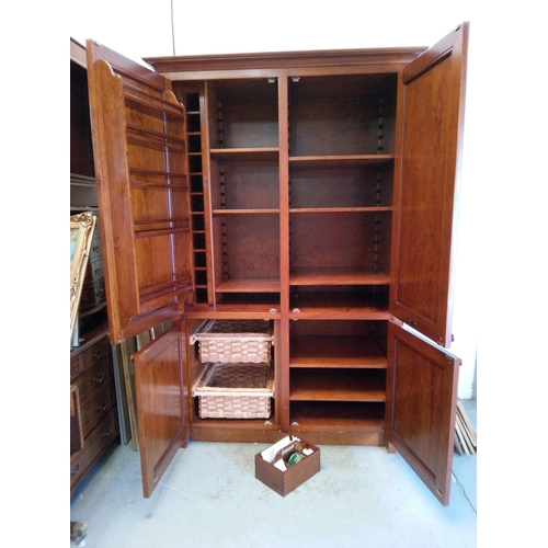 700 - A Large Freestanding Hardwood Closet, handmade by Chalon. 230cm H x 135cm. Has a selection of basket... 