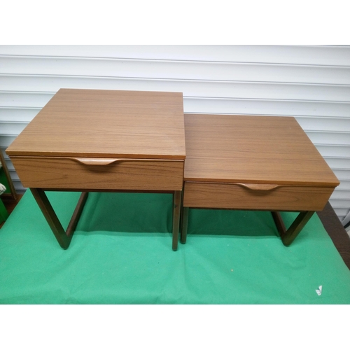 959 - Pair of Mid Century Single Drawer Bedside Cabinets. 45cm H x 50cm W x 45cm D.