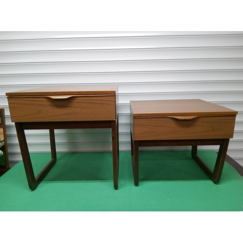 959 - Pair of Mid Century Single Drawer Bedside Cabinets. 45cm H x 50cm W x 45cm D.