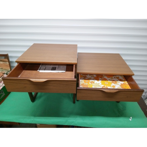 959 - Pair of Mid Century Single Drawer Bedside Cabinets. 45cm H x 50cm W x 45cm D.