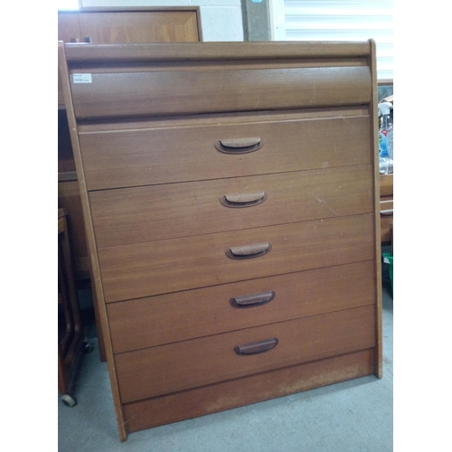 957 - Mid Century 6 Drawer Chest, 100cm H x 79cm W x 42cm D.