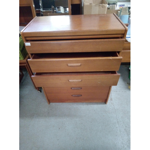 957 - Mid Century 6 Drawer Chest, 100cm H x 79cm W x 42cm D.