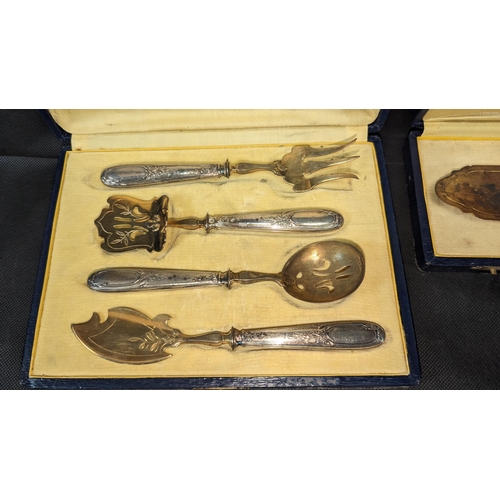 814 - An Antique French Sterling Silver and Gilt Petit Fours/ Hor d'oeuvres Mignardises and Serving Slice.... 