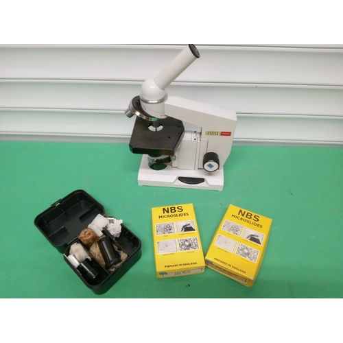 679 - Nomo Microscope With Slides, Lenses and More in Wooden Case.