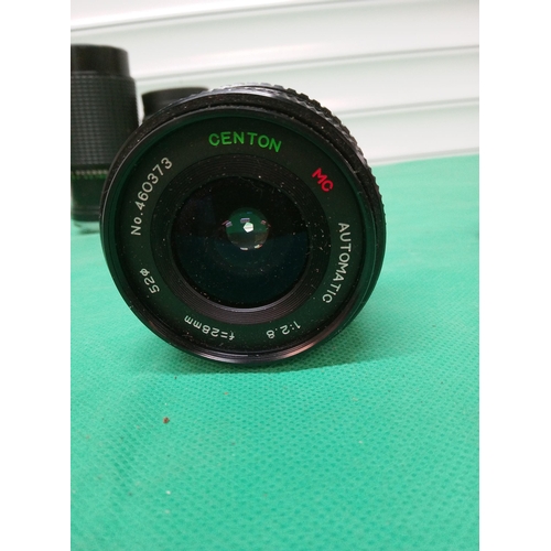 689 - Prinz Flex 135mm S/R Lens, Cobra Telezoom 75-200 Lens, Centon Automatic no 460373.