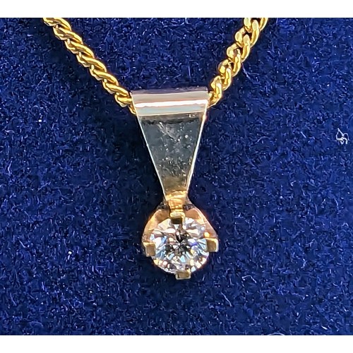 798 - 9ct Yellow Gold Pendant with Round Brilliant Cut Diamond on a Gold Plated Silver Chain. Diamond Appr... 