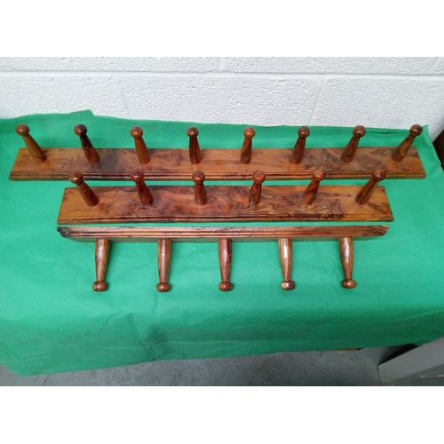 711 - 3 Sets of Coat Pegs, 1 set of 5 (65cm Long), 1 set of 6 (77cm Long), 1 set of 8 (102cm Long).