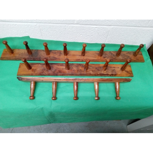 711 - 3 Sets of Coat Pegs, 1 set of 5 (65cm Long), 1 set of 6 (77cm Long), 1 set of 8 (102cm Long).