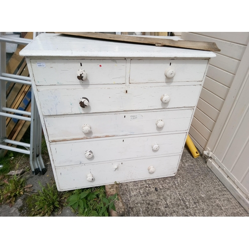 72 - A White Painted 2 over 3 Chest Of Drawers in need of restoration.