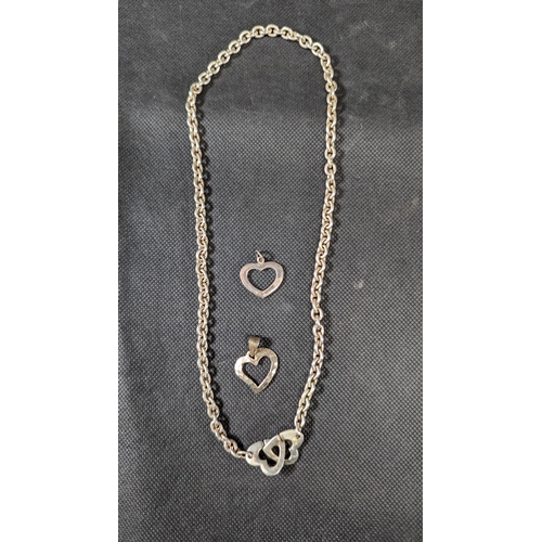 800 - A Silver Heart Necklace and Pendant