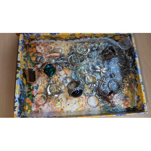 971 - Jewellery Box of Metal Rings and other Jewellery.