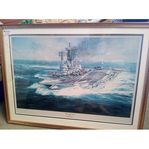 1611 - A Print of HMS Ark Royal by Robert Taylor. 47cm H x 64cm W in Frame.