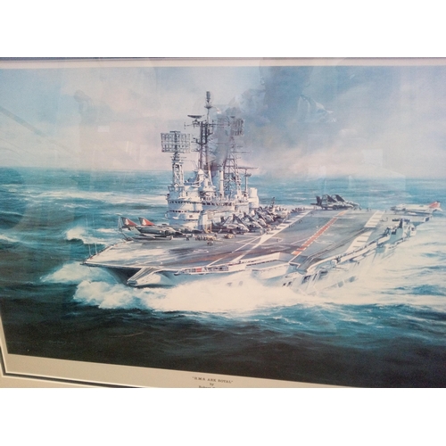 1611 - A Print of HMS Ark Royal by Robert Taylor. 47cm H x 64cm W in Frame.