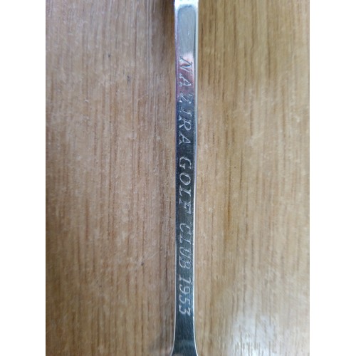 816C - Silver Spoon 10.9 Grams  inscribed Nazira Golf Club 1953