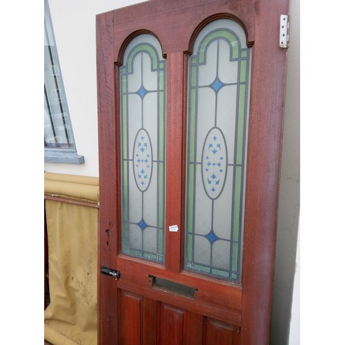 55 - Dark Wood Door with 2 Glass Panels.