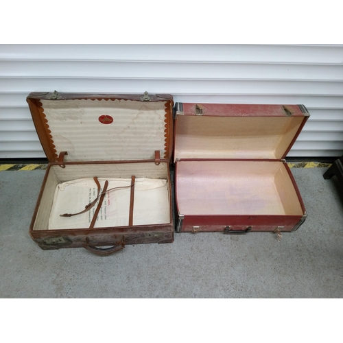 312 - 2 Vintage Suitcases. One Leather with RW Initials.