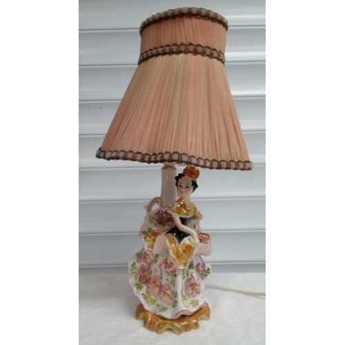 409 - Continental Porcelain Lamp Base With Shade
43cm H
Tiny Chip.