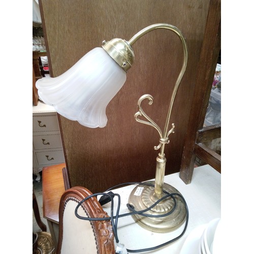 410 - Brass and Glass Lamp.