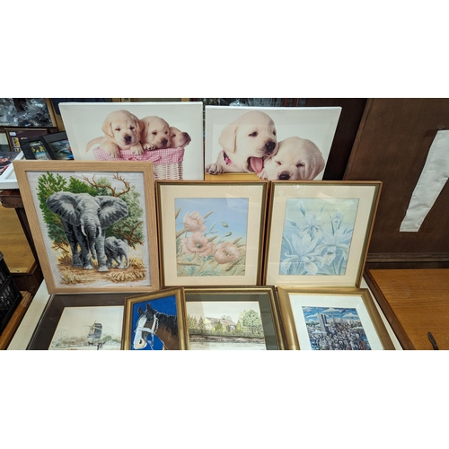 512 - An Assortment of Pictures and Prints, Elephant Tapestry etc.